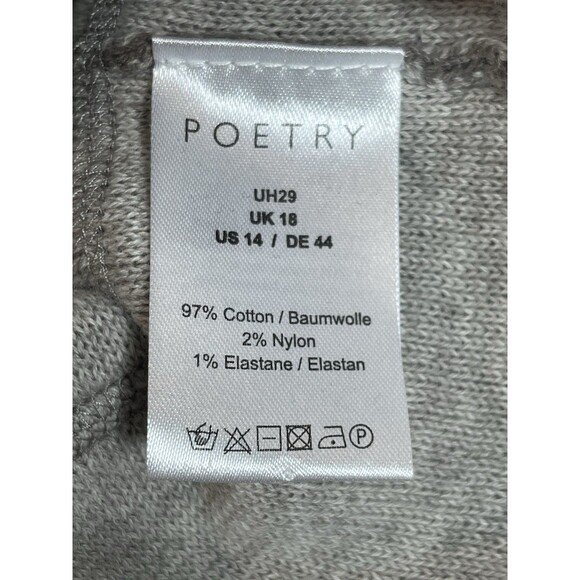 Poetry Cardigan Women’s 14 L Tan Gray Button Front Pocket Sweater Neutral Earthy - Picture 12 of 12